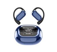 True Powerful Bluetooth 5.4 Open Ear Earbuds, IPX5 Waterproof, Intelligent Touch Screen Open Bluetooth Earphones, AI Translation, LCD Color Screen, Non Ear Headphones (Blue)
