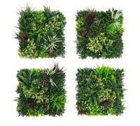 True Products Combo Of 4 Premium Artificial Green Plant Living Wall Panels 50Cm X 50Cm - Carnival A,b,c,d