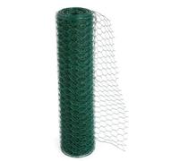 True Products Green Pvc Coated Galvanised Chicken Wire Netting - Rabbit Poultry Pet Garden Fence 25mm Mesh - 1M X 10M