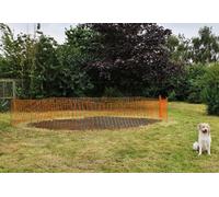 Heavy Duty Orange Mesh Barrier Fence 1m x 50m / 110gsm & 10 Metal Fencing Pins for Construction, DIY and Events