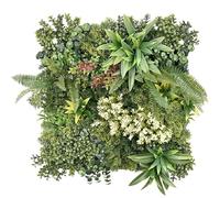 True Products Premium Artificial Living Wall Green Plant Panel 50 x 50cm AURORA 'B' - Indoor or Outdoor UV Stable, Home, Office, Cafe, Shop, Salon, Wedding