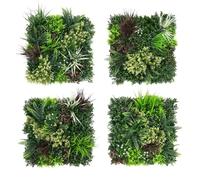 True Products Premium Artificial Plants Living Wall Panels Combo of 4 Carnival A,B,C,D Indoor or Outdoor UV Stable 50 x 50cm Home, Office, Cafe, Shop, Salon, Wedding
