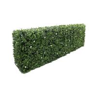 True Products Premium Freestanding Artificial Boxwood & White Flower Hedge - Short