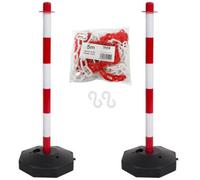 True Products Support Posts & Plastic Chain Barrier Set - 2 X Red & White Posts & 5M Matching Chain