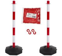True Products Support Posts & Plastic Chain Barrier Set - 2 X Red & White Posts & 5M Red Chain