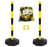 True Products Support Posts & Plastic Chain Barrier Set - 2 X Yellow And Black Posts & 5M Matching Chain