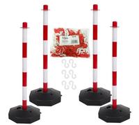 True Products Support Posts & Plastic Chain Barrier Set - 4 X Red & White Posts & 10M Matching Chain