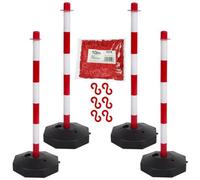 True Products Support Posts & Plastic Chain Barrier Set - 4 X Red & White Posts & 10M Red Chain