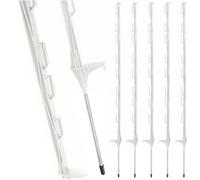 True Products White 4Ft/1.2M Heavy Duty Plastic Electric Fence Posts - Temporary Garden Fencing Stakes - Pack Of 10