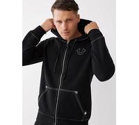 True Religion Men's Big T Zip Up Hoodie Hooded Sweatshirt, Jet Black, Medium