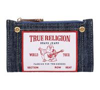 True Religion Buddha Patch Small Wallet | Dark Denim | Women's Small Wallet with Multiple Card Slots | Denim Coin Purse | with Signature Zipper Pull