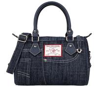 True Religion Denim Heritage Satchel, Dark Denim, M, Denim Heritage Satchel With Top Handles & Crossbody Strap