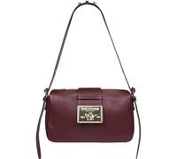 True Religion East West Crossbody Handbag, Belt Buckle Accent Shoulder Purse with Adjustable Strap and Snap Zip Closure, Gold Tone Logo, Burgundy