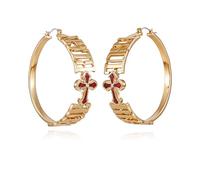 True Religion Logo Cross Hoop Earrings