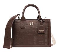 True Religion Mega Logo Modern Tote, Structured Everyday Shoulder Bag, Adjustable Crossbody Strap, Spacious Interior, Chocolate, 10 inches (width) x 3.75 inches (length) x 7.5 inches (height), True