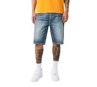 True Religion Men’s Bobby Big T Distressed Short | Distressed Hem, Shattered Dark Wash, 38