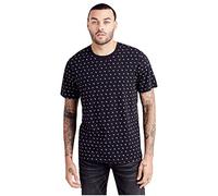 True Religion Men's All Over Monogram Tee T Shirt, Black, Large