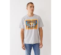 True Religion Mens Anthem Buddha Logo Relaxed Fit T Shirt, Heather Grey Tee HEATHER GREY L