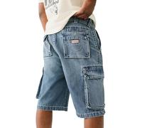 True Religion Men's Big T Vinny Cargo Denim Short, Blue Legend Medium Wash, 30