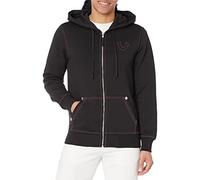 True Religion Men's Big T Zip Up Hoodie Hooded Sweatshirt, Jet Black/Fiery Red, S