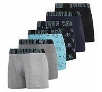 True Religion Mens Boxer Briefs Trunks Underwear for Men Pack, 6-Pack, Light Blue/Grey, X-Large