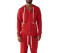 True Religion Men's Buddha Logo Zip Hoodie Sweatshirt Hooded, Ruby Red W Black, XXL