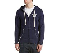 True Religion Men's Buddha Logo Zip Hoodie Sweatshirt Hooded, True Navy, S