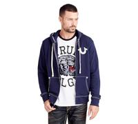 True Religion Men's Buddha Logo Zip Hoodie Sweatshirt Hooded, True Navy, XXL