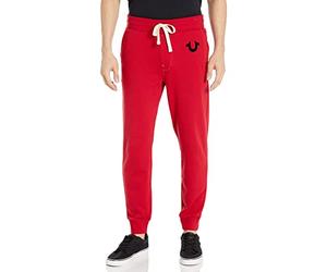 True Religion Men's Classic Logo Jogger Sweatpant, Ruby Red W Black, XXXL