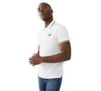 True Religion Men's Crafted with Pride Polo, White with Black Piping, L