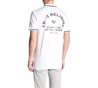 True Religion Men's Crafted with Pride Polo Shirt, White with Black Piping, Medium