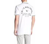 True Religion Men's Crafted with Pride Polo, White with Black Piping, XL