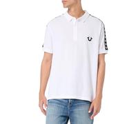 True Religion Men's Damask Short Sleeve Polo, Optic White, L
