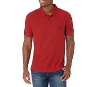 True Religion Men's Damask Short Sleeve Polo, Red Dahlia, M