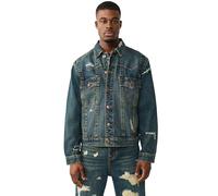 True Religion Men's Destroyed Ovrszd Jimmy Jkt Sn, Rusted Denim Dark Wash, L