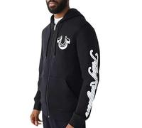 True Religion Men's Diagonal Zip Hoodie, Black, XL
