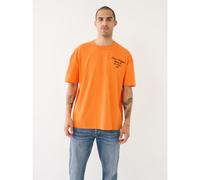 True Religion Mens Fire Orange Embroidered TR Logo T-Shirt