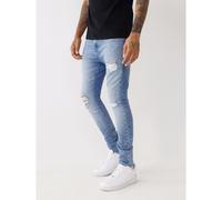 True Religion Mens Jack Super Skinny Jeans, Medium Wash Rips Denim BLUE WASH 32