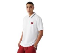 True Religion Men's Jv7 Tipped Polo, Optic White, M