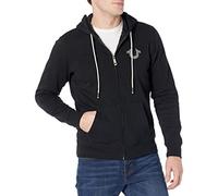 True Religion Men's Logo Buddha Zip Hoody, Black, XL
