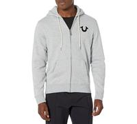 True Religion Men's Logo Buddha Zip Hoody, Heather Grey, XL