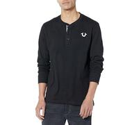 True Religion Men's Ls Branded Henley, Jet Black, 3XL