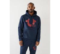 True Religion Mens Navy Heather Red Horseshoe Logo Pullover Hoodie