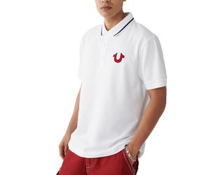 True Religion Mens Polo Shirt Short Sleeve Plain Tipping Collar Pique Summer Top