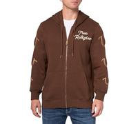 True Religion Men's Rainbow Embro Zip UP Hoodie, Chestnut