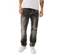 True Religion Men's Ricky Big Q T Flap Pants, Space Grey Wash, 38
