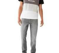 True Religion Brand Jeans Men's Ricky Big T Straight Flap Jean, Chalk Grey