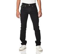True Religion Men's Ricky Big T Straight Leg Jean with Back Flap Pockets, Body Rinse Black, 32W x 34L