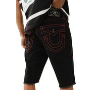 True Religion Men's Ricky Sn Flap Short Fray Hem, Black Rinse, 34