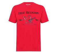 True Religion Men's Short Sleeve Metallic Buddha Tee, True Red, L